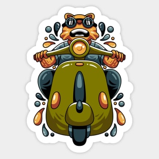 Cat Riding Scooter Sticker